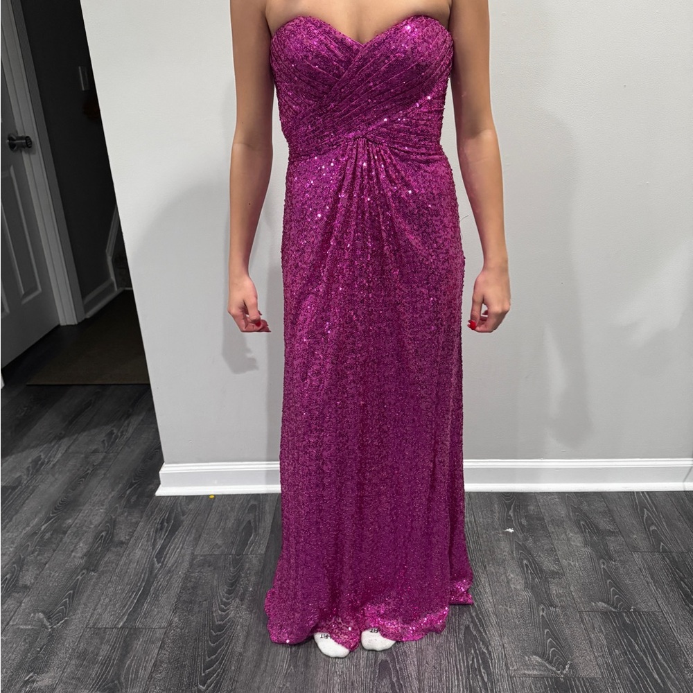 Elegant Pink Strapless Sequin Dress